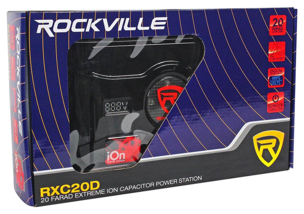 Rockville RXC20D 20 Farad Hybrid Ion Car Capacitor Voltage & Amperage Meter