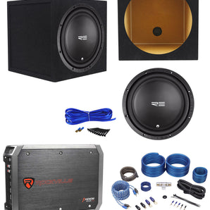 RE Audio REX12S4 V2 12" 200W RMS Car Subwoofer+Sealed Sub Box+Amplifier+Amp Kit