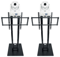 (2) ROCK SPOT 260W WHITE Moving Head Lights + Black Totem/TV Stands