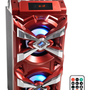 NYC Acoustics X-Tower Dual 4" Bluetooth Speaker w/ Sound Activated LED's+Remote