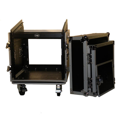 Pro X T-10MRSS 10U x 10U Slanted DJ Rack Flight Case With Wheels+3/8" Wood