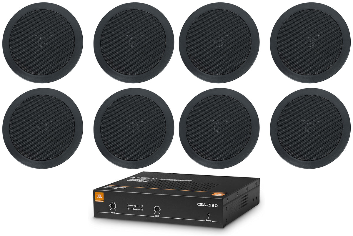 CSA 2120 Commercial Amplifier + (8) Black In-Ceiling Speakers