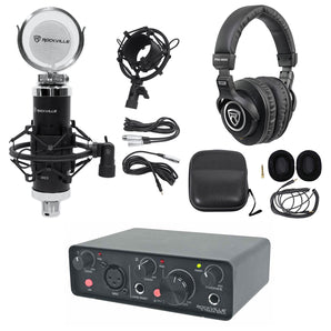 Rockville R-TRACK SOLO 24Bit 192Khz Recording USB Audio Interface+Mic+Headphones