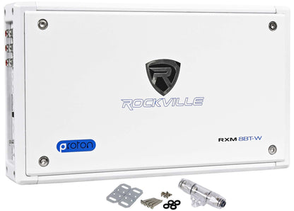 Rockville RXM8BTW 8 Channel Marine/Boat Bluetooth Amplifier+Kicker 4Zone Control