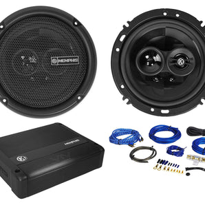 Pair Memphis Audio PRX603 6.5" Car Speakers w/Pivot Tweeters+Amplifier+Amp Kit