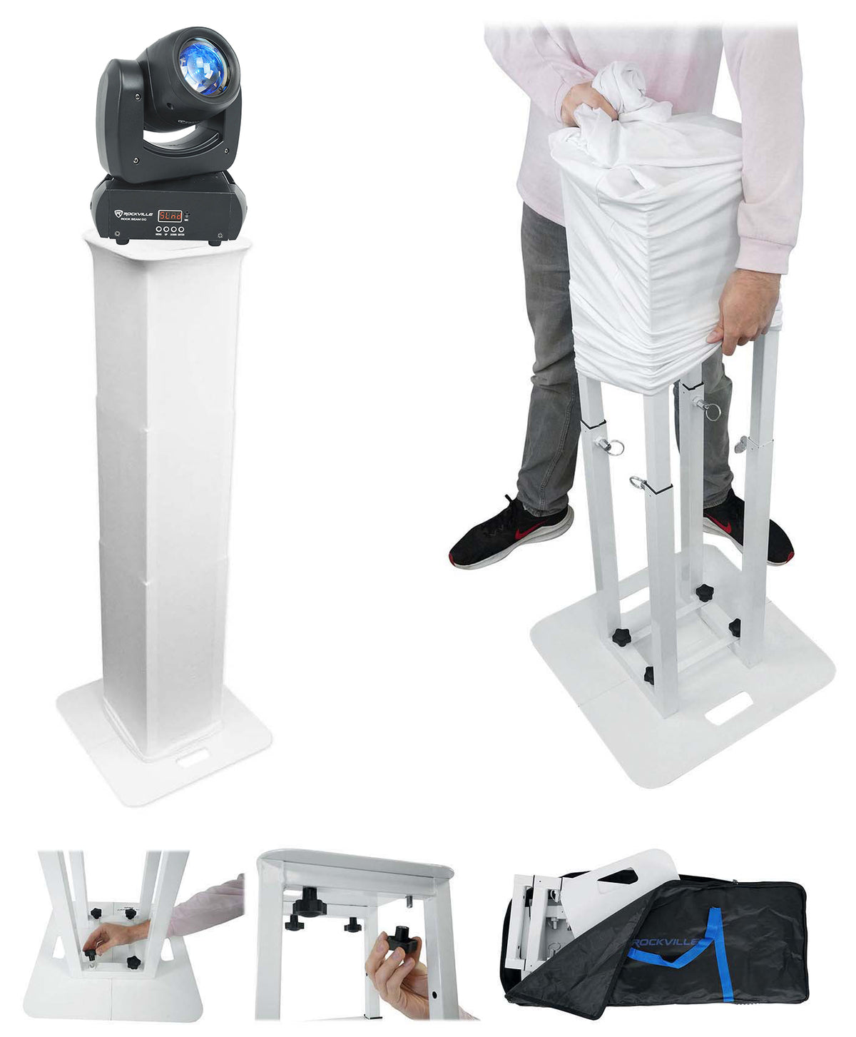 Rock Beam DC Club Stage Moving Head Light+Portable White Totem Stand