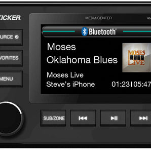 Kicker 46KMC4 3" LCD Marine Bluetooth/USB Gauge Receiver+4) MB Quart 8" Speakers