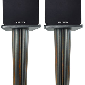 (2) Rockville RockShelf 54D 400w Dark Wood 5.25" Bookshelf Speakers+28" Stands