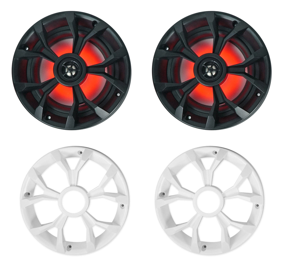 Dual 6.5" Marine Wakeboard LED Speakers+Amplifier+Amp Kit