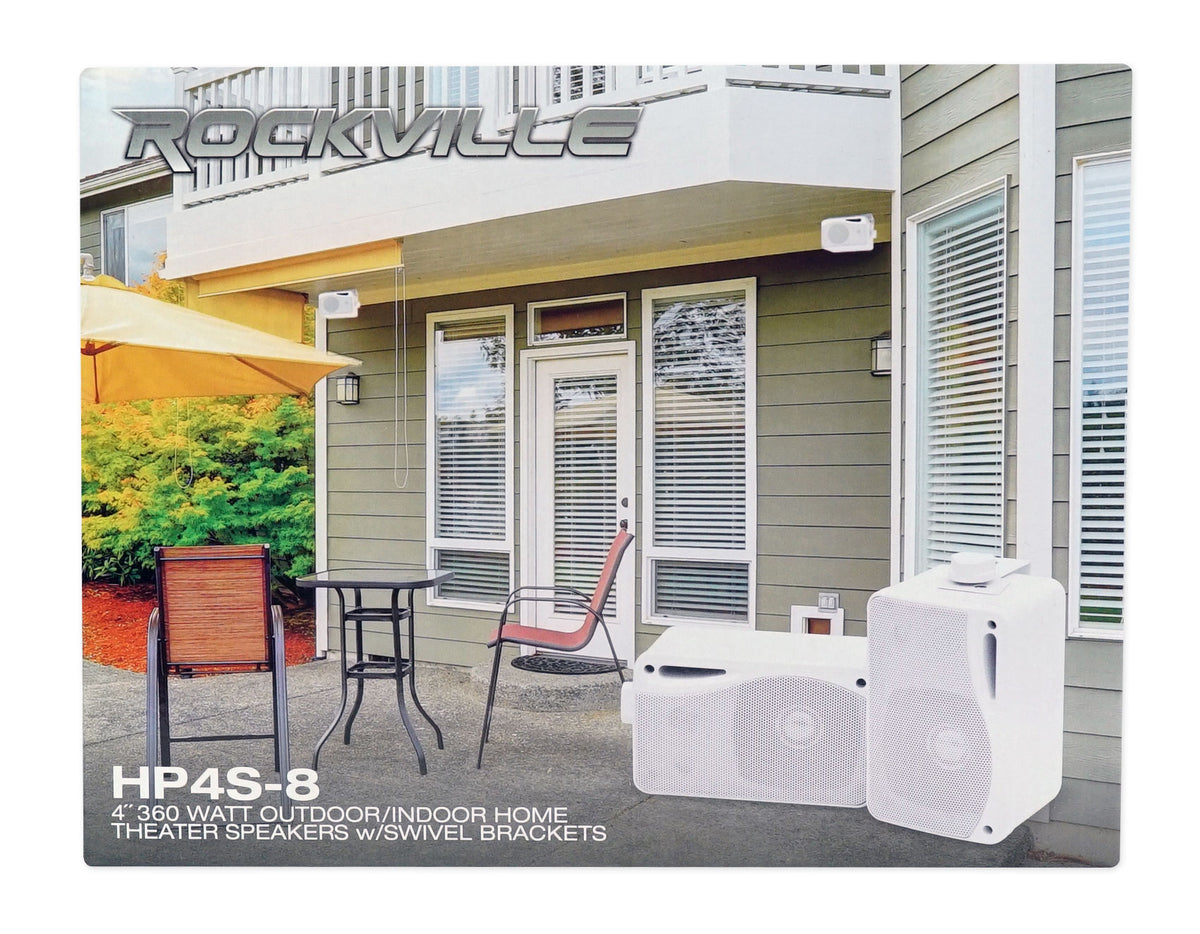Rock Zone 8 Ch. Receiver+16) White 4" Wall Speakers For Restaurant/Bar
