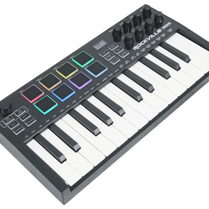 Rockville M25 BLACK 25 Key USB Wireless MIDI Keyboard Controller With Bluetooth