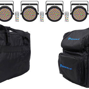 (8) Chauvet DJ EZPAR 64 RGBA ILS Rechargeable RGBA LED Par Wash Up-Lights+Bags