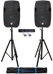 (2) SPGN108 10" 800W DJ/Pro PA Speakers+2000W Amplifier+Stands+Cables