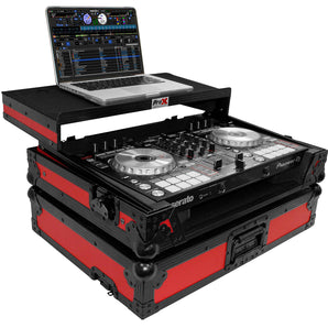 ProX XS-DDJSR2LTRB-LED Case+Sliding Laptop Shelf+LED's For Pioneer DDJ-SR2-Red