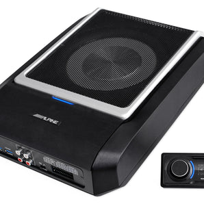 ALPINE PWD-X5 Slim Under-Seat Powered Subwoofer+Wire Kit+Polk 6.5"+4x6" Speakers