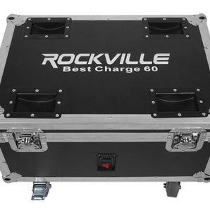 Rockville BEST PACK 60 (6) Black Battery Wash Lights+Wireless DMX+Charging Case