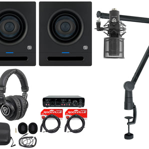 (2) Presonus Eris Pro 4 Powered 4" Studio Monitors+Interface+Mic+Headphones+Boom