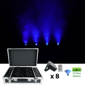 Rockville MINI RF1 V2 CHARGE PACKAGE 8) Black Battery PAR Lights+Case+RF Remotes