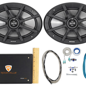 (2) Kicker 40PS692 6x9 180w Polaris ATV/UTV/RZR Speakers+4-Ch Amplifier+Wire Kit