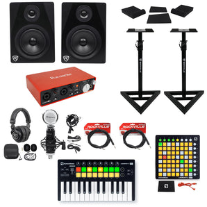 Focusrite Recording Interface+Novation Controller+Pad+Mic+Headphones+Monitors