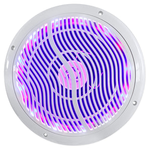 Rockville RMC80LW 8" 800w 2-Way White Marine Speakers w Multi Color LED + Remote