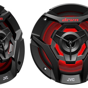 (4) JVC CS-DR620MBL 6.5" 75 Watt RMS 2-Way RGB LED Marine Boat Speakers in Black
