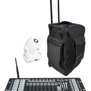 Rockville ROCK SPOT 260W WHITE DJ Moving Head Light+Wireless DMX Controller+Bag