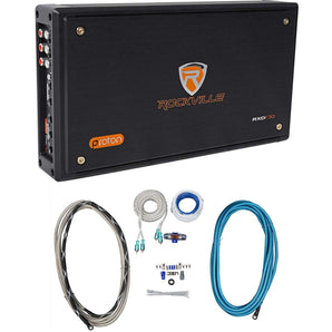 Rockville RXD-F30 Micro Motorcycle Amplifier 2400w Peak 4 Channel 4x150W+Amp Kit