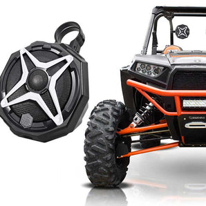 Pair Polaris RZR/XP/XP4 6.5" Roll Cage Roll Bar Tower SSV Speakers+White Grills