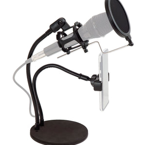 Technical Pro Broadcast Podcast Podcasting Desk Stand w/ Phone + Mic Holders