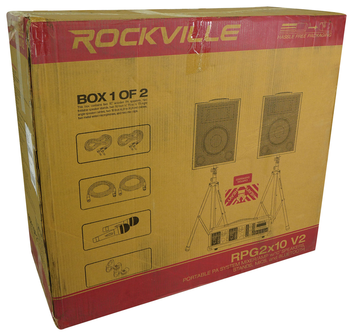 Pair Rockville 10" 800 Watt Passive Pro Audio PA Speakers+2 Stands+2 Metal Mics