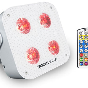 (3) Rockville MINI IR4 White RGBWA+UV DJ Par Wash Up Lights+Wireless DMX+App