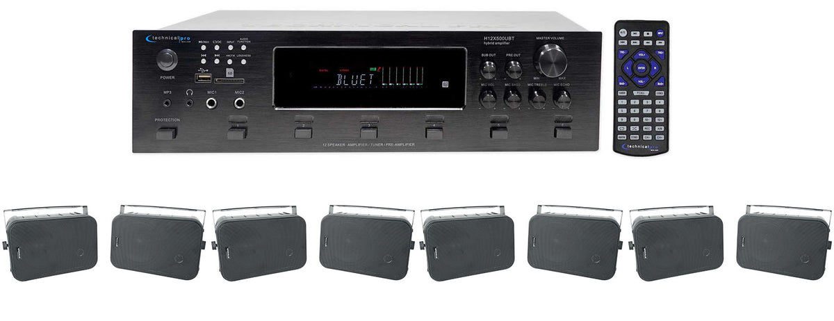 H12X500UBT 6-Zone Receiver & 4x HP65S-8 Black 6.5" Speaker Bundle