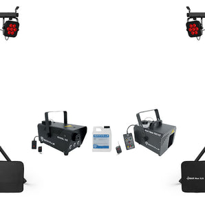 2 Chauvet DJ 4BAR HEX ILS RGBAW+UV LED Wash Lighting Systems+Haze Machine+Fogger