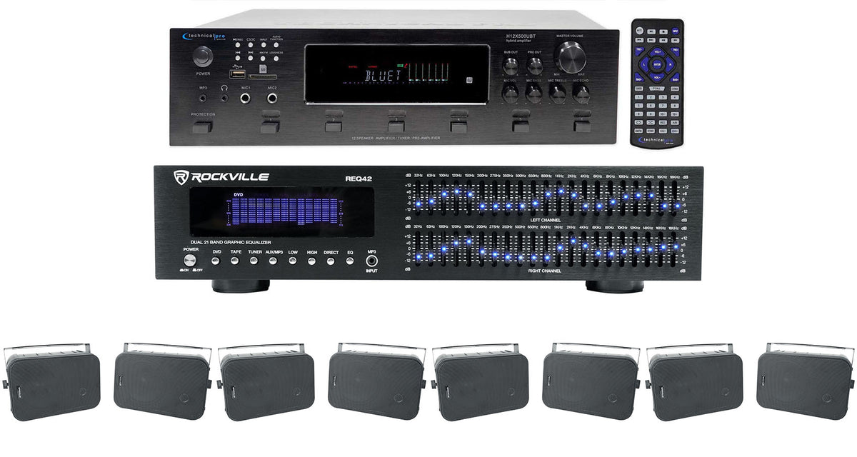 6-Zone Receiver with (4) Pairs of Black 6.5" Indoor/Outdoor Speakers, Home Package