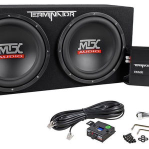 MTX Terminator TNP212D2 1200 Watt 2 Ohm Dual 12” Subwoofers/Sub Box/Amp Package