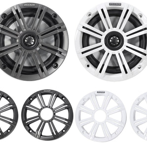 (2) KICKER KM65 6.5" 390w Black Tower Speakers+Amp For Polaris RZR/ATV/UTV/CART