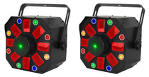 (2) Furious Three RG LED Moonflower/Wash/Laser Effect Lights