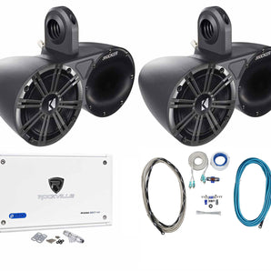 (2) Pairs Kicker 6.5" Wakeboard Component Speakers+8 Channel Amplifier+Amp Kit