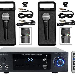 Rockville BLUAMP 150 Home Stereo Bluetooth Amplifier w/Optical/Phono/RCA+2) Mics