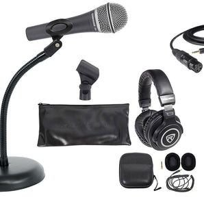 Samson Q8X PC Podcasting Podcast Microphone+Weighted Gooseneck Stand+Headphones