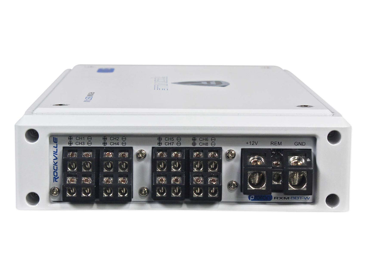 Rockville RXM8BTW 8 Channel Marine/Boat Bluetooth Amplifier+Kicker 4Zone Control