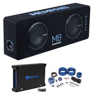 Memphis Audio MBE8D12 MB Dual 8" 1400w Loaded Car Subwoofers+Amplifier+Amp Kit