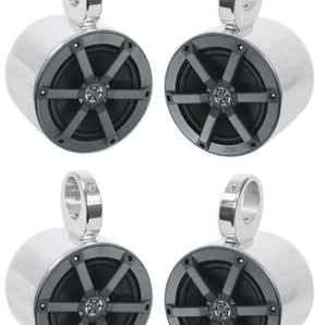 (4) JVC CS-MS620 6.5" 50 Watts RMS Marine Silver Wakeboard Tower Boat Speakers