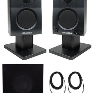 Pair Samson 3" Gaming Twitch Live Stream Monitors w/Bluetooth+Stands+Subwoofer