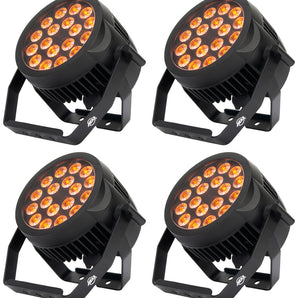 (4) American DJ 18P HEX IP 18 x 12W Outdoor RGBAW+UV LED DMX Par Can Wash Lights