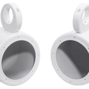 Pair Rockville MAC65W 6.5" White Aluminum Wakeboard Tower Speaker Pod Enclosures