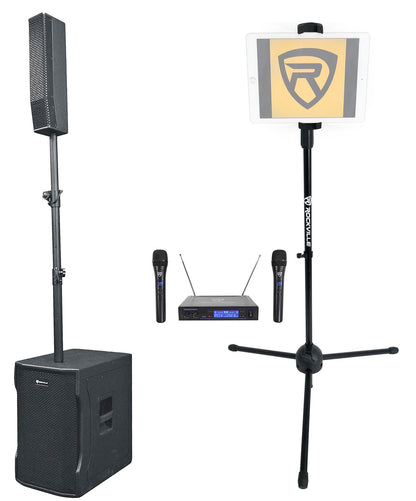 Rockville TITAN COLUMN 12 Karaoke Machine System+(2) Wireless Mics+Tablet Stand