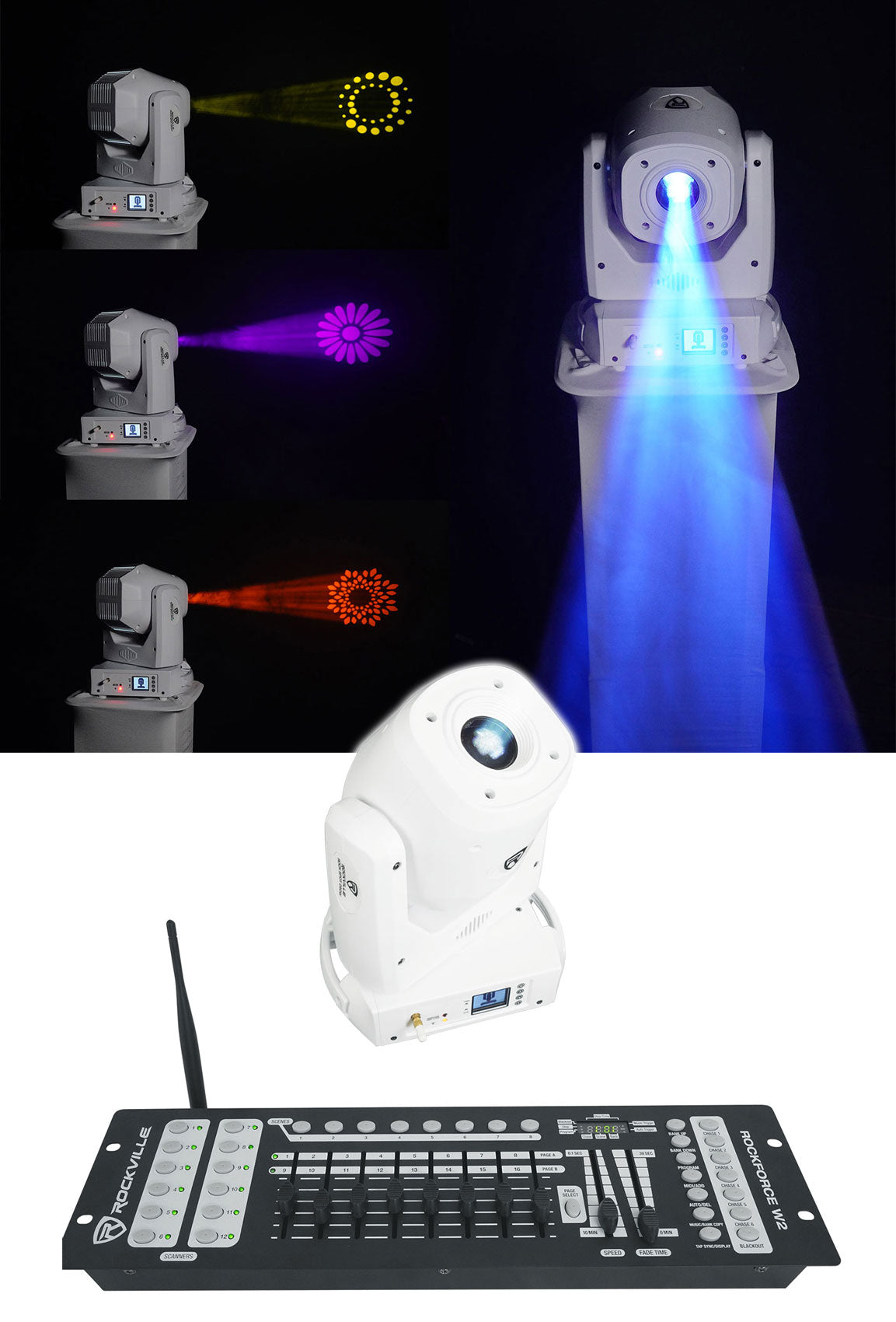 ROCK SPOT 260W WHITE DJ Moving Head Spot Light+Wireless DMX Controller