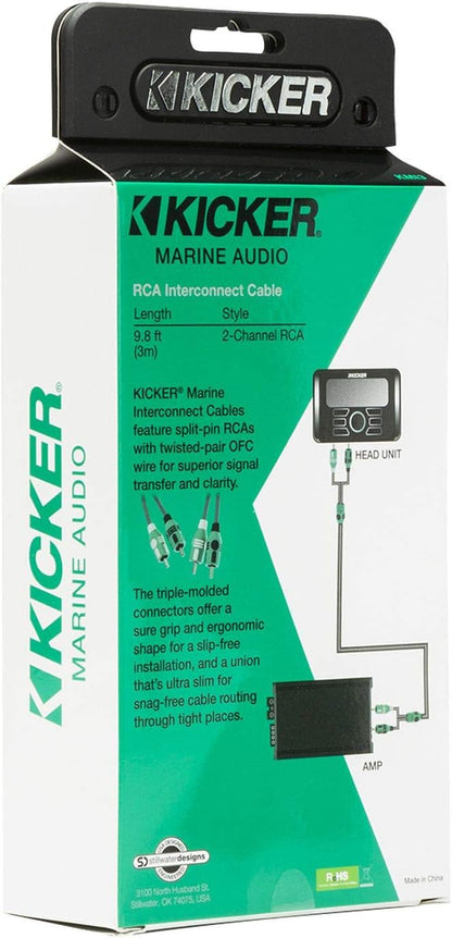 KICKER 47KMI3 KMI3 9.8 ft. 3 Meter Marine 2-Channel OFC RCA Audio Signal Cable
